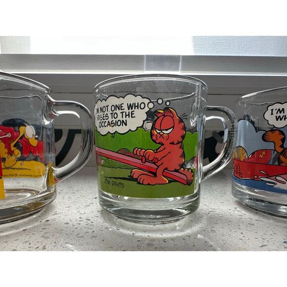 Vintage Set of 3 1978 McDonalds Garfield Odie Glass Coffee Mugs Cups Jim Davis - Picture 6 of 7